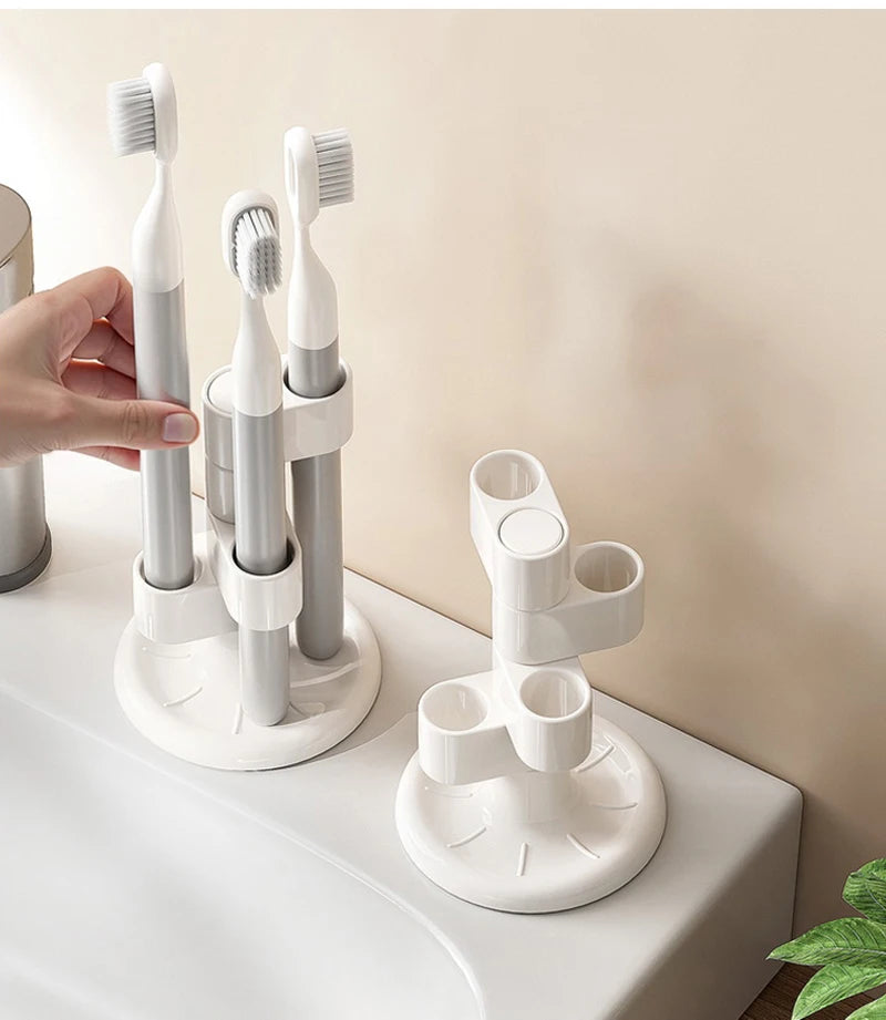 1/2pcs Rotating Toothbrush Holder Bathroom Desktop Toothbrush Storage Rack Makeup Brush Pen Organizers Bathroom Accessories