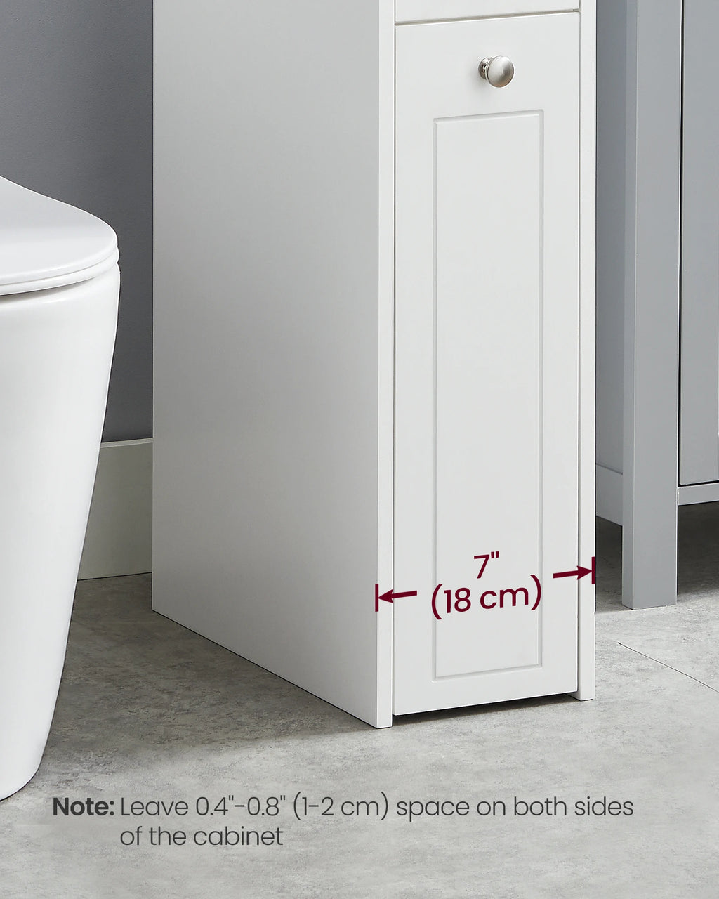 VASAGLE Slim Storage Cabinet, Narrow Storage Organizer with Slide Out Drawers, Freestanding Toilet Paper Holder, Small Space Ski