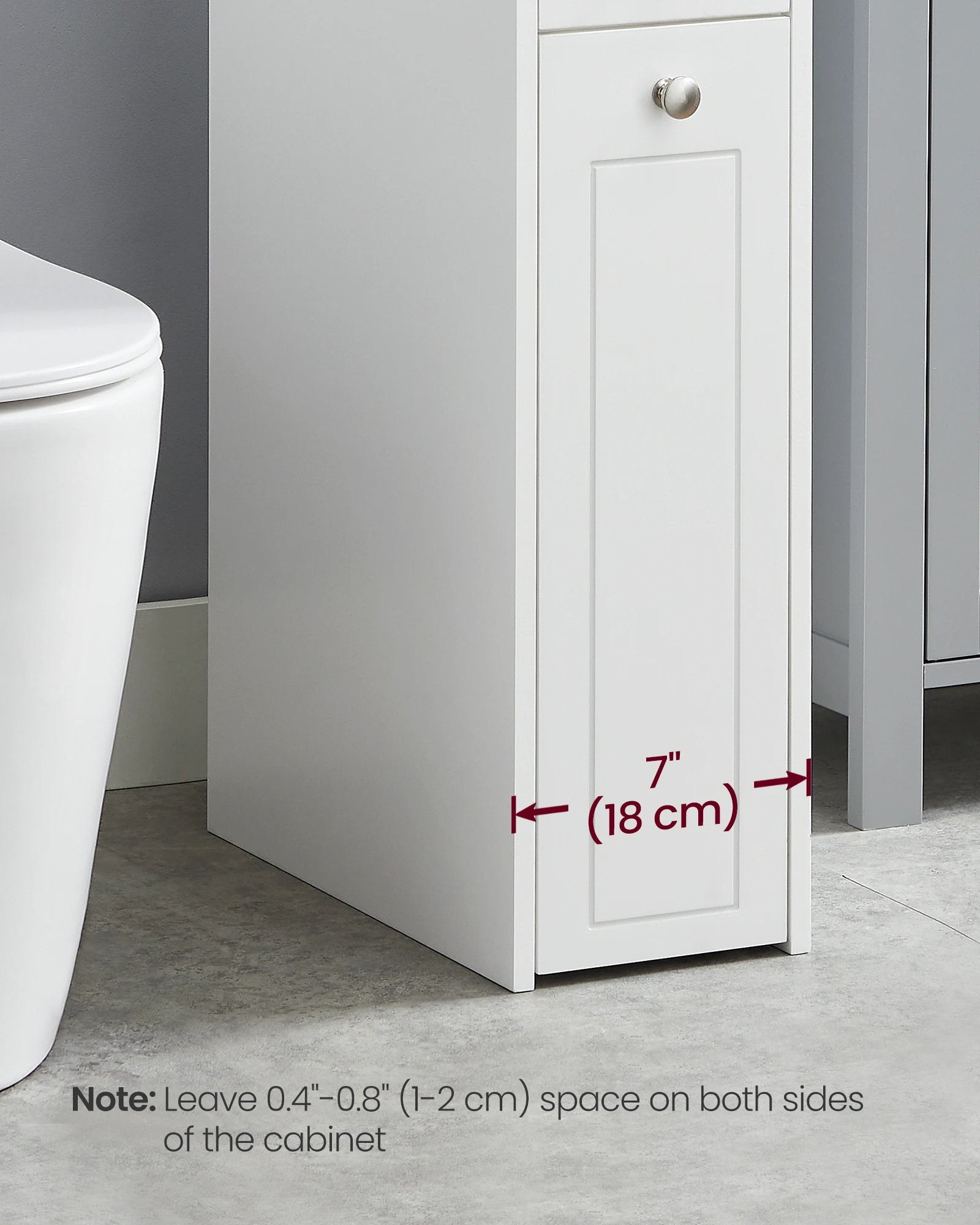 VASAGLE Slim Storage Cabinet, Narrow Storage Organizer with Slide Out Drawers, Freestanding Toilet Paper Holder, Small Space Ski
