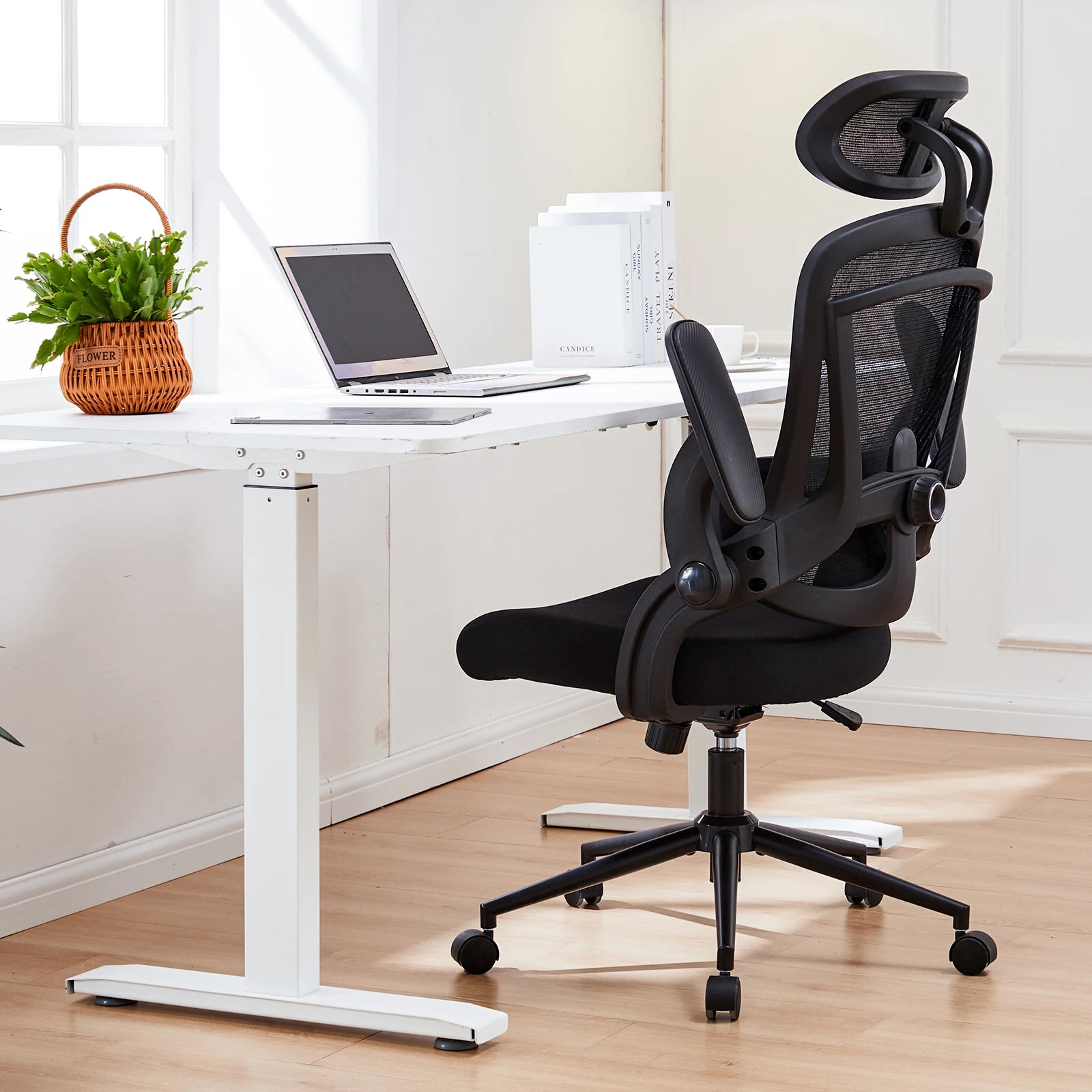 JHK Ergonomic Mesh Office Chair Adjustable Lumbar Support 120°Tilt High Back Comfortable Computer Chair with Soft Flip Up Arms
