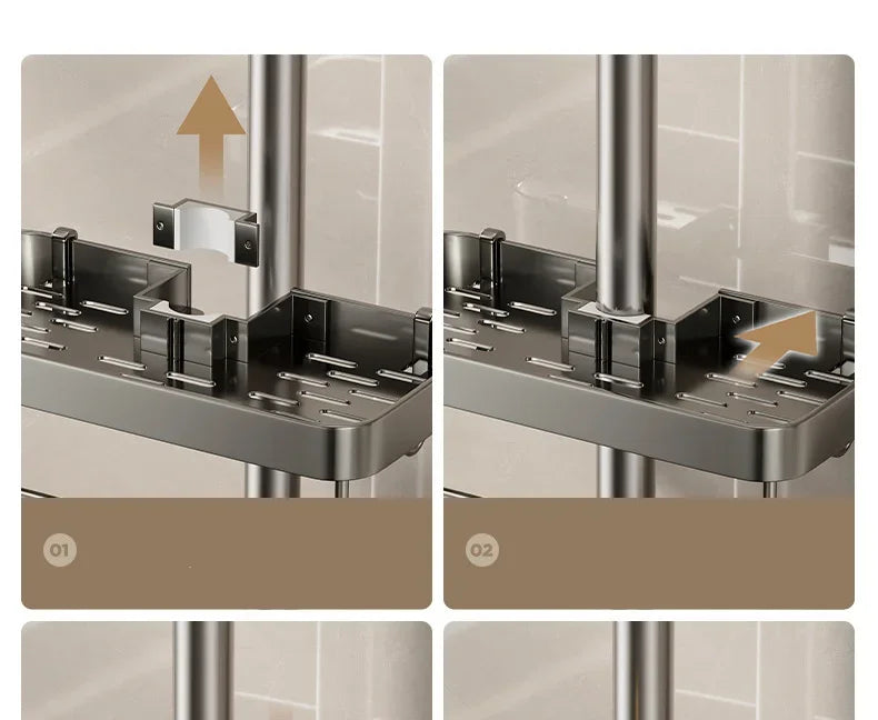 Bathroom Shower Head Holder Wall Mounted No Drilling Required Shampoo Organizer Rack Integrated Design Storage Shelf