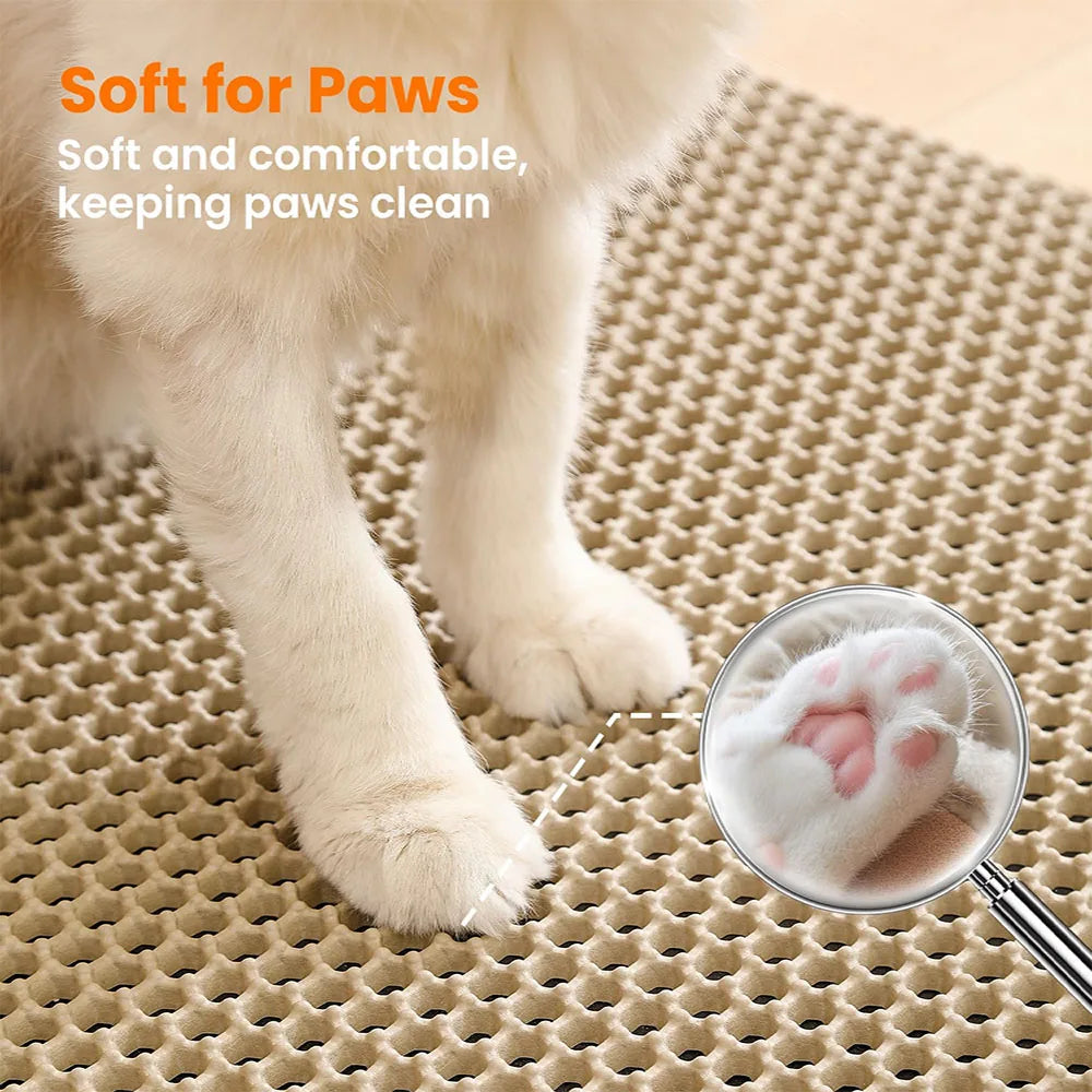 NEWc Large Size Cat Litter Mat-Advanced Honeycomb Double Layer Design,Urine Waterproof,Easy Cleaning,Scatter Control,Stay Clean