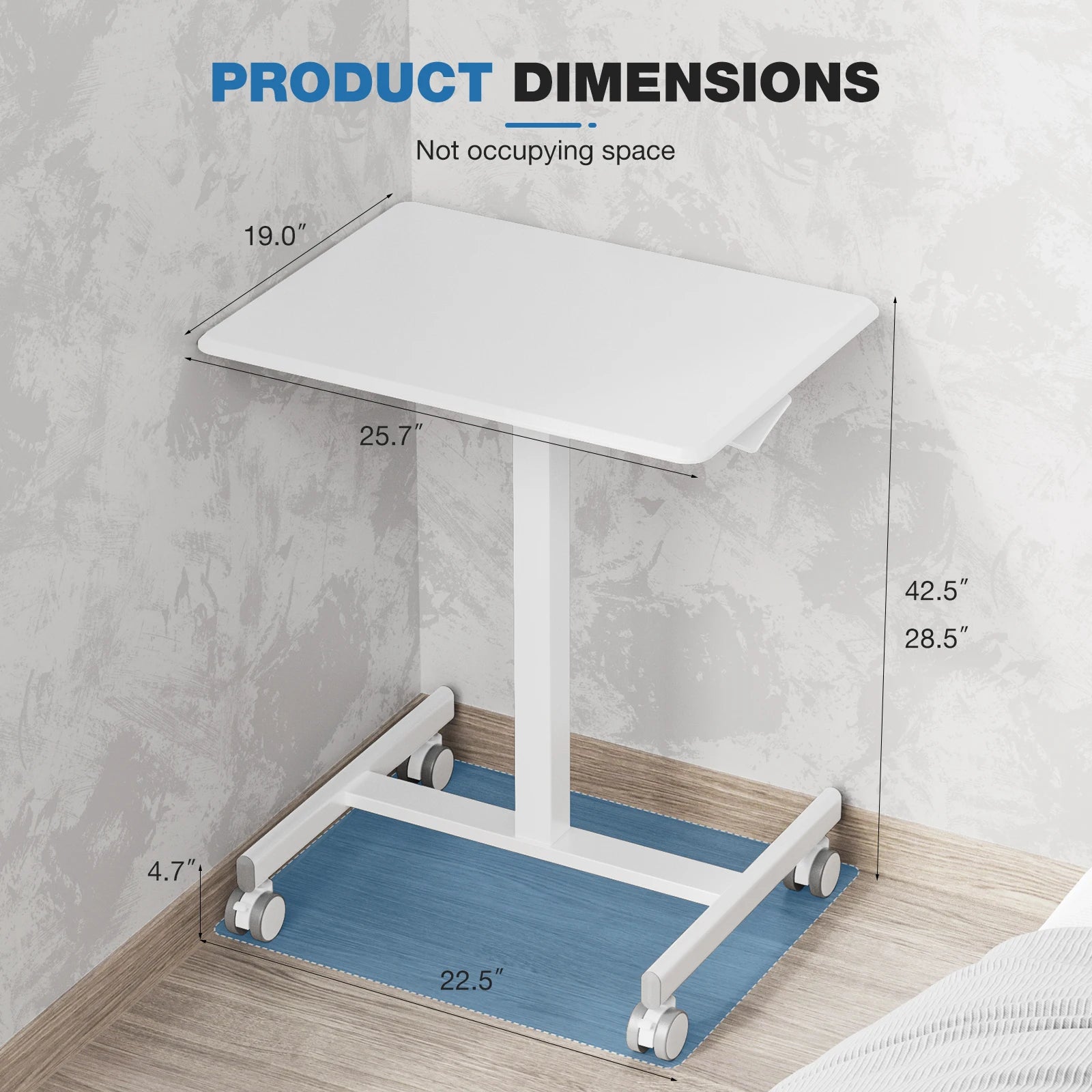 JHK Mobile Living Room Sofa Table Standing Desk Portable Computer Desk Laptop Height Adjustable Table Sitting Workstation