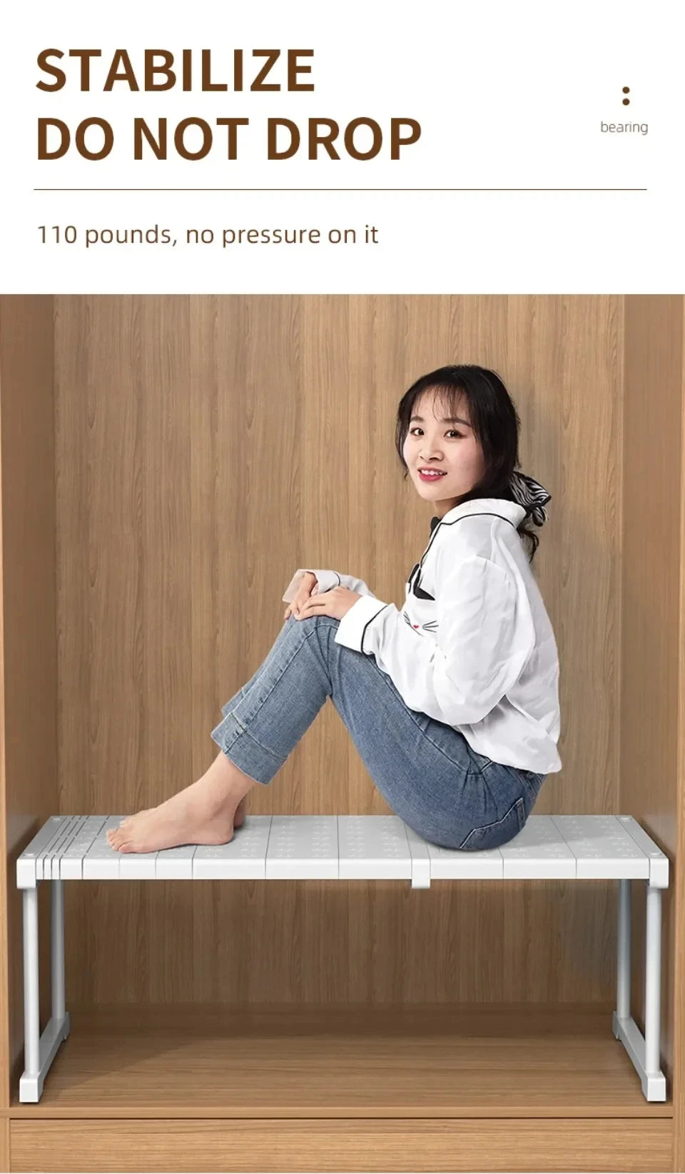 Closet Shelf Wardrobe Organizer Stackable Shelves Clother Storage Rack Telescopic Punch-Free Adjustable Wardrobe Divider Board