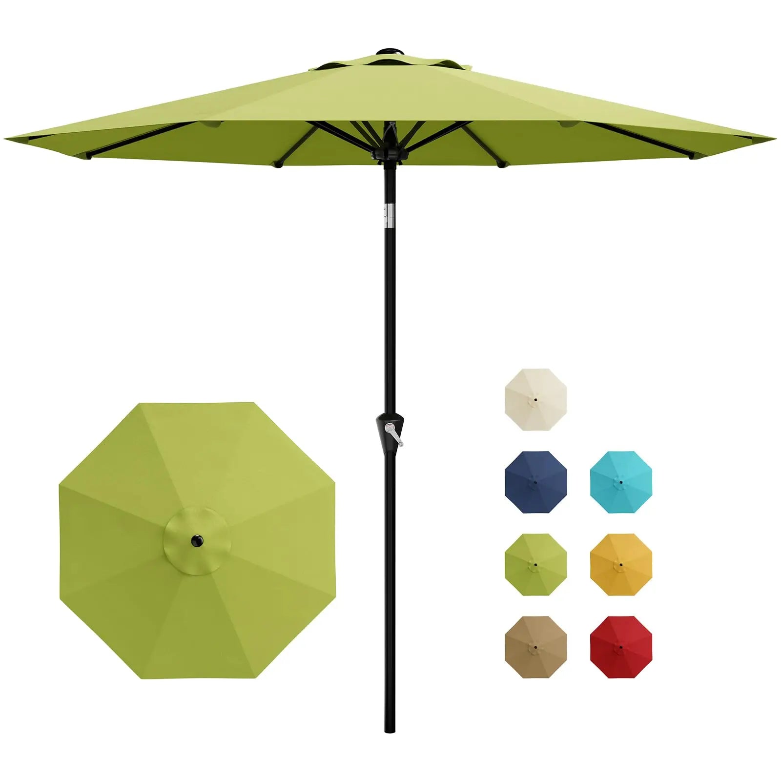 Nine Foot Patio Umbrella With Crank Tilt UV Protection For Outdoor Pool Deck