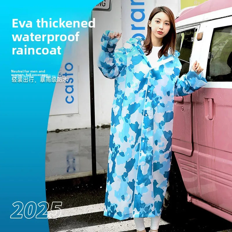 New Waterproof & Splash-Resistant Raincoat – Long Unisex EVA Raincoat with Hood for Travel, Camping, and Fishing