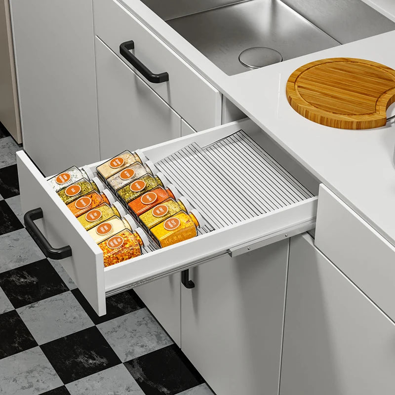 Kitchen Drawer Seasoning Bottle Storage Rack Stepped Style Multiple Layers Cabinet Organizer Adjustable Spice Jars Display Stand