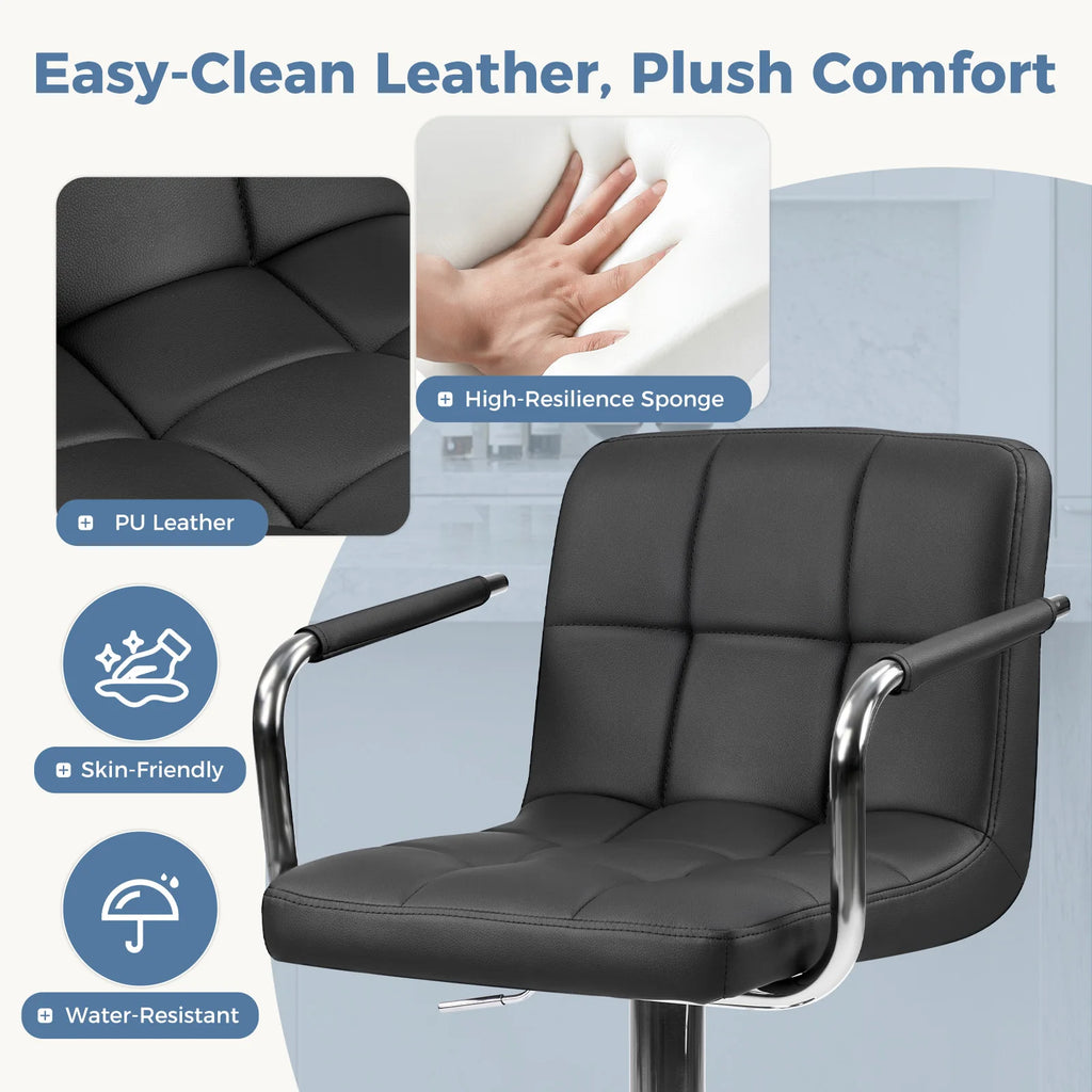 JHK Ergonomic Padded Armrests PU Leather Adjustable Swivel Office Chair Counter Height Thickened Seat Cushion with Back Chair