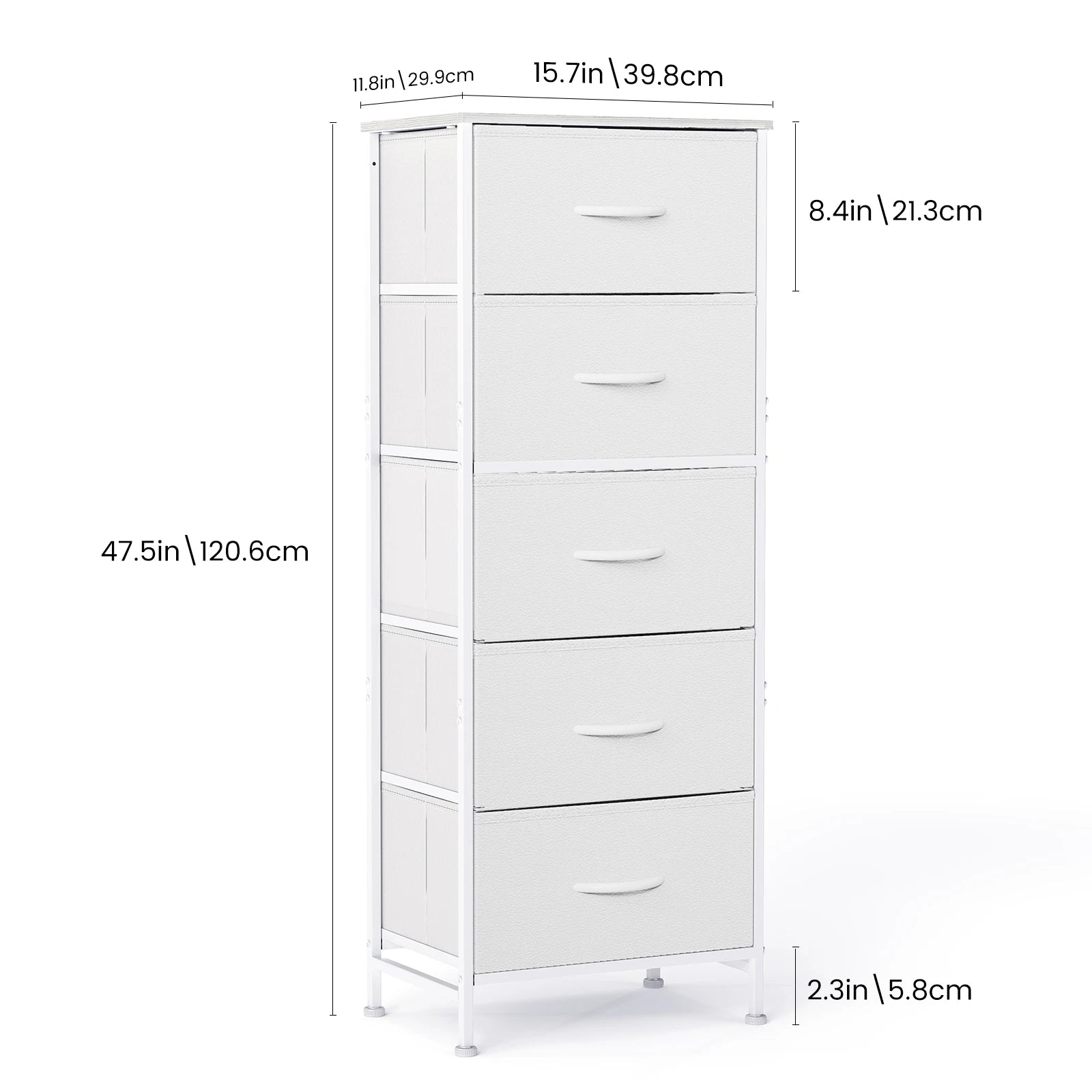 JHK 5 Fabric Drawers Cabinet For Living Room 48IN Drawers Beside Nightstand Tables Storage Closet Chest Clothes Display Of Furni