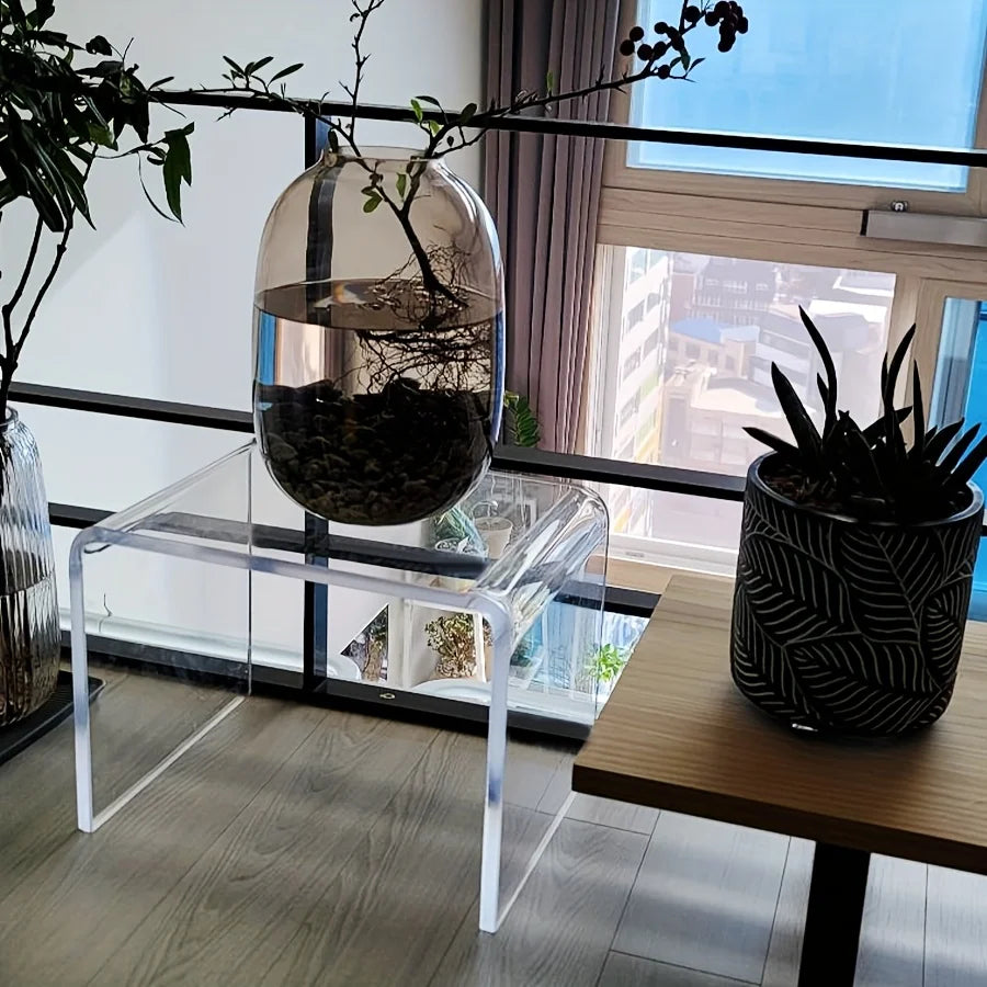Acrylic Coffee Table Multiuse Acrylic Furniture Modern End Table Japanese Floor Table for Office Living Room Porch Family Garden