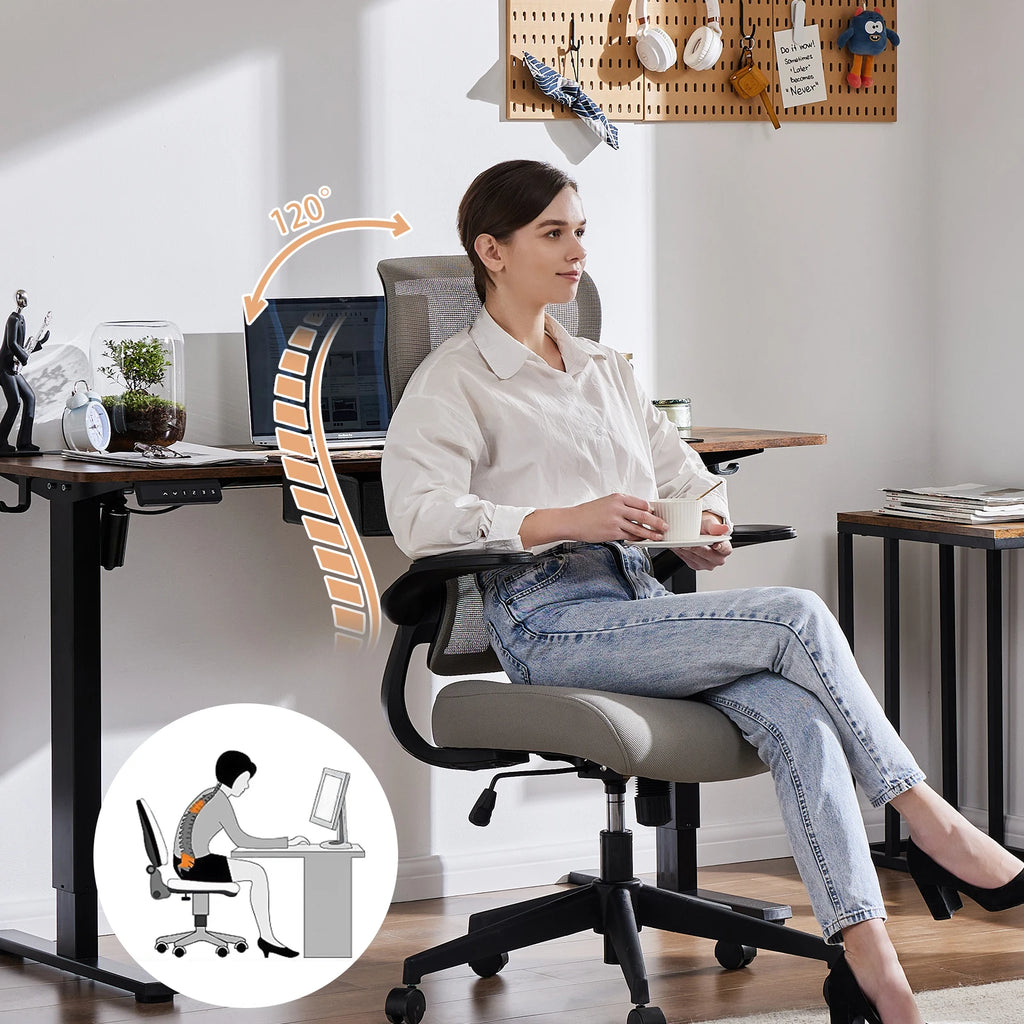 JHK Mesh Lumbar Support Office Desk Computer Chair Ergonomic High Back Swivel Rolling Gaming Chairs With Wheels And Flip-up Arms