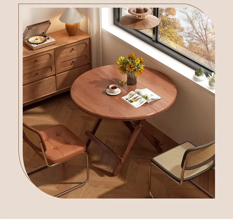 Sturdy Folding Dining Table - No Assembly Needed, Strong Stable Desk for Kitchen, Study & Office, round dining table,small table