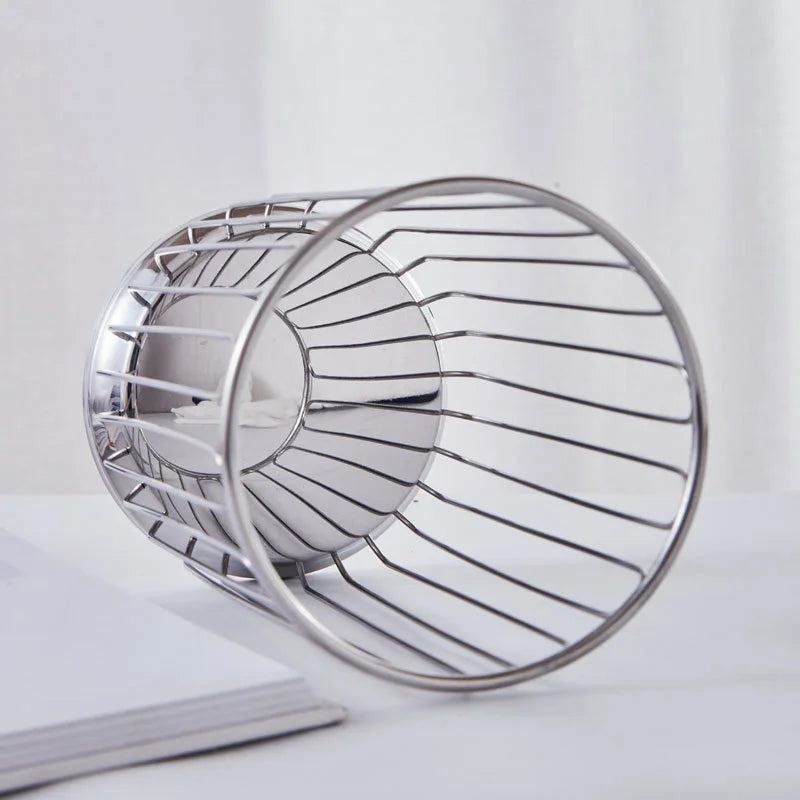 1pc Cutlery Drain Basket Stainless Steel Chopsticks Holder Fork Spoon Storage Basket Kitchen Desktop Hollowed-out Fruit Basket