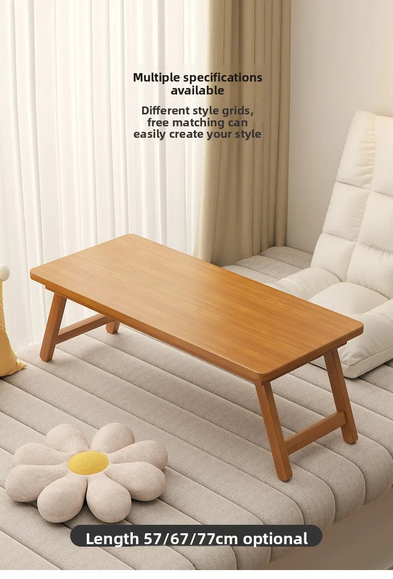 Foldable Tatami Coffee Table - Japanese Style Low Table for Bay Window & Living Room, Portable Bed Tea Table, table basse