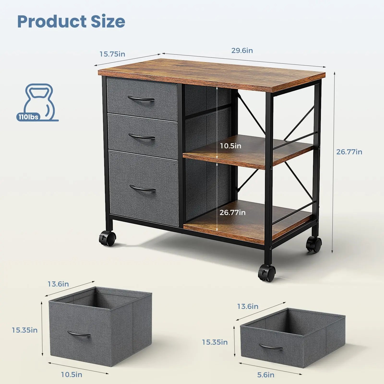 JHK 3 Fabric Drawers Mobile Living Room Cabinet With Wardrobe Steel Frame Assembly Closet Clothes Storage Cabinet Of Furniture