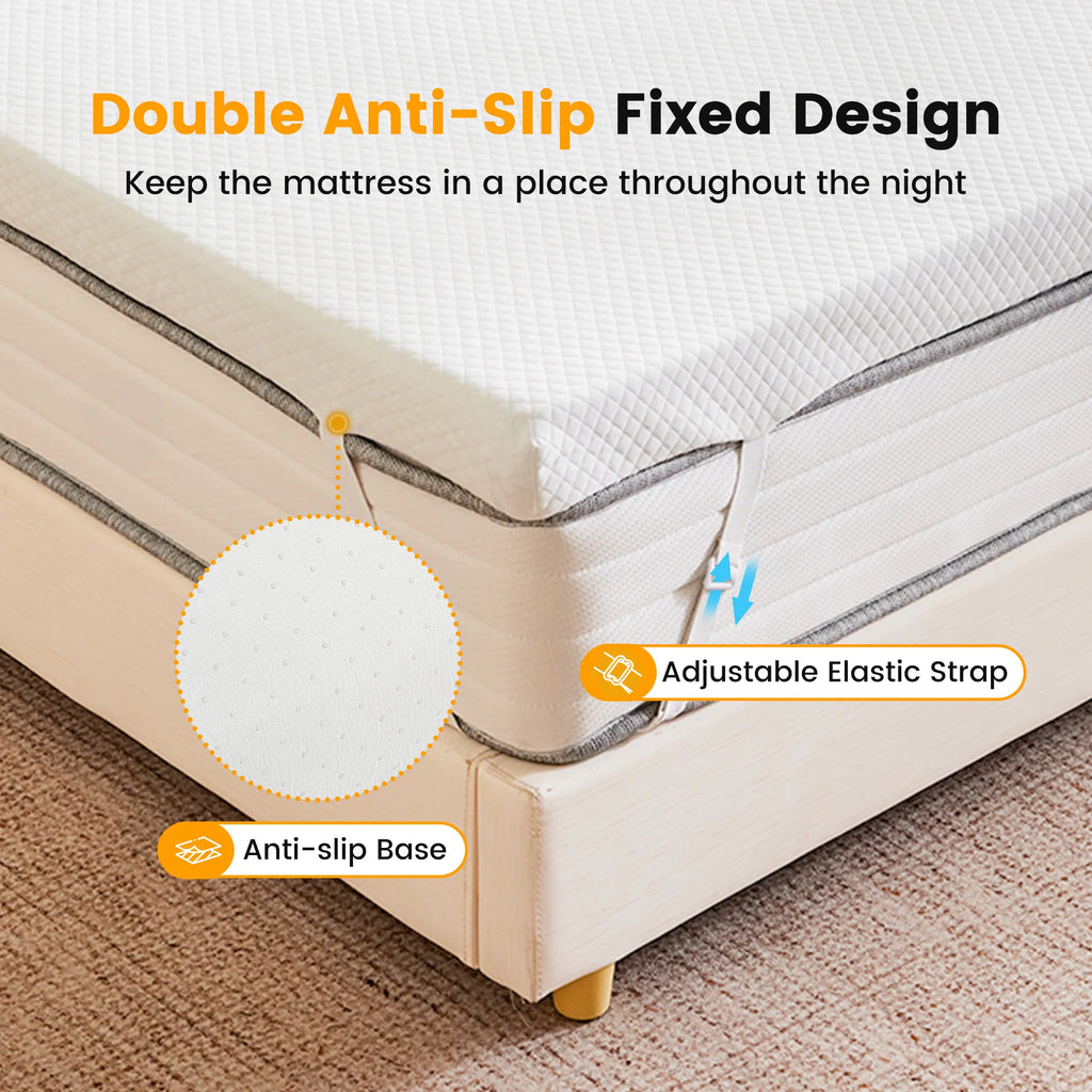 JHK 3 Inch with Fabric Cover Gel Memory Foam Mattress Topper Full Size Cooling Mattress Soft and Breathable Bed Topper