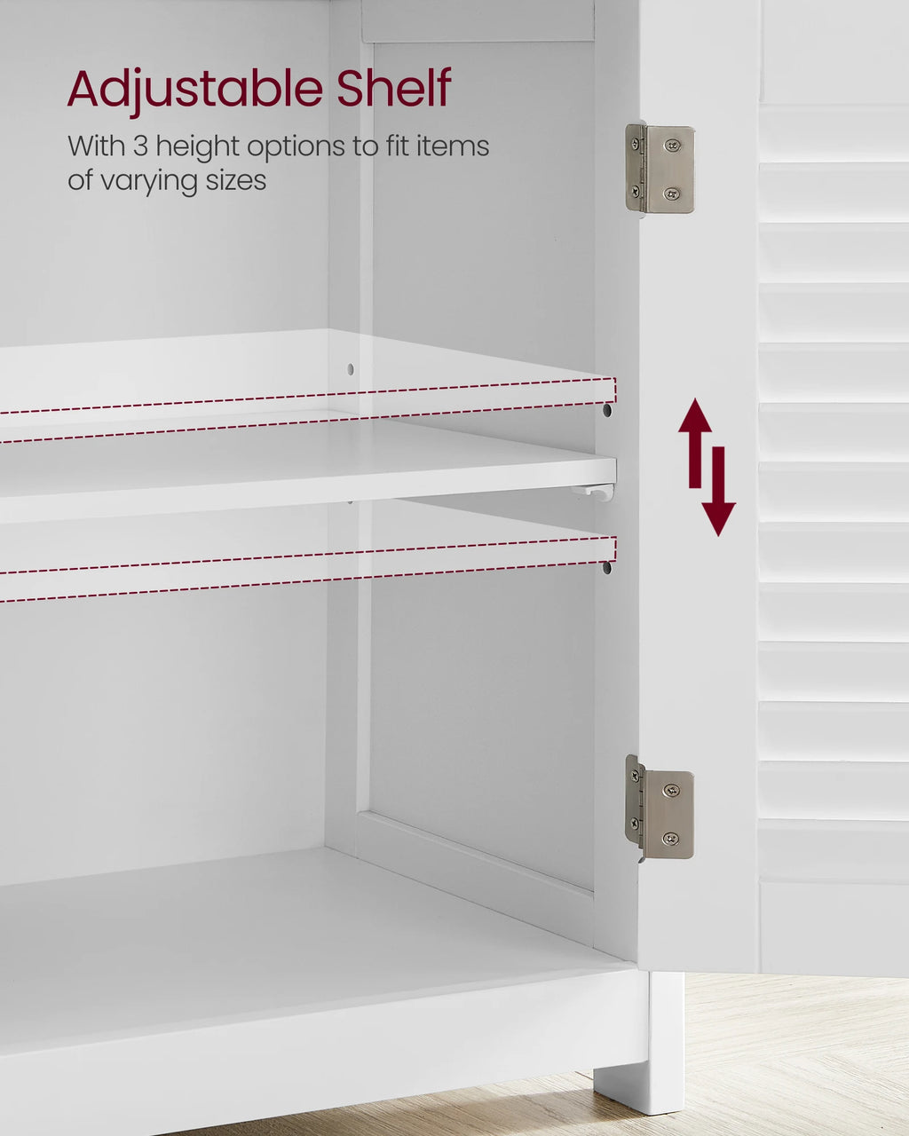 VASAGLE Floor Storage Cabinet, Freestanding Storage Unit with Double Shutter Doors and Adjustable Shelf, for Living room