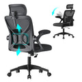 VASAGLE Ergonomic Mesh Office Chair with Adjustable Lumbar Support and Headrest, 90-105° Tilt Function, Wide Seat, Flip‑Up Armr