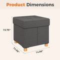 JHK 15IN Cube Storage Ottoman Bench Living Room Hidden Storage Footstool Toy Box Bedroom Strong Load-bearing Capacity Stool