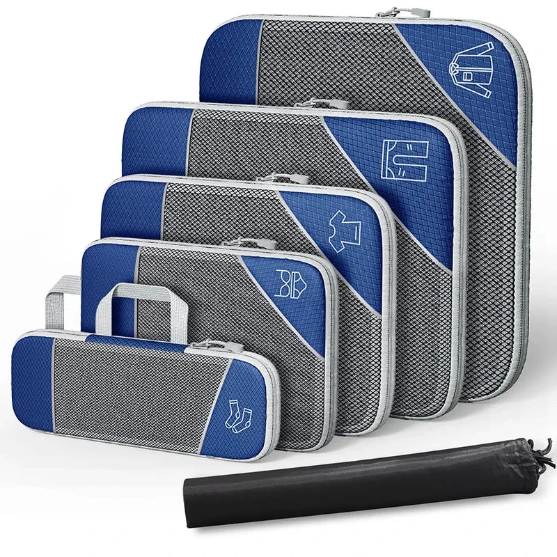6Pcs Set Travel Storage Organizer Portable Clothes Storage Bags Lightweight Suitcase Bag Compressed Packing Cubes Luggage Bags