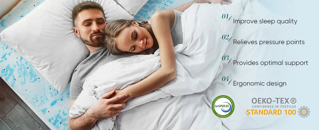 JHK 4 Inch Gel Memory Foam Mattress Topper Full Size Cooling Mattress Soft and Breathable Bed Topper School Bedroom Furniture