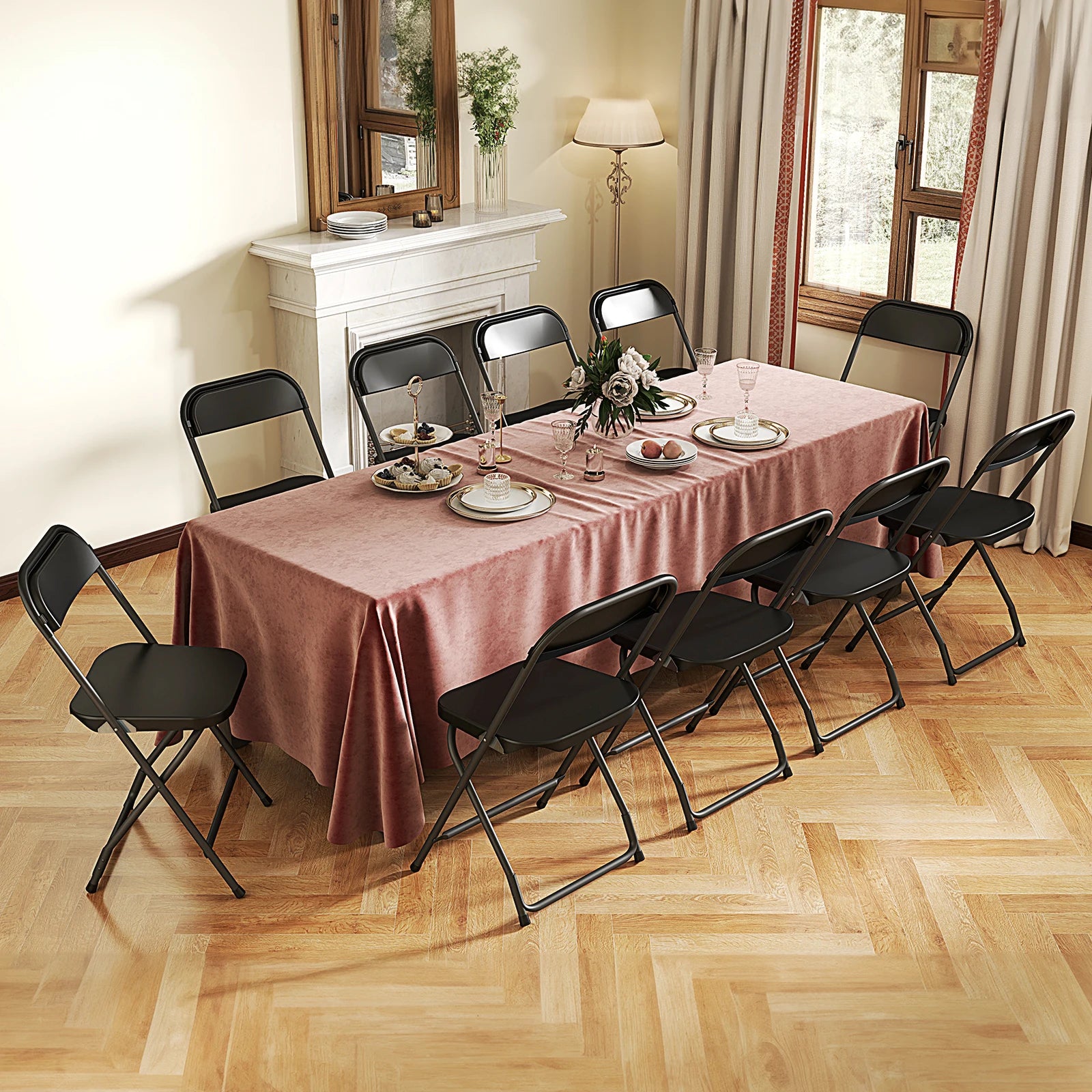 JHK Plastic Folding Chair 10 Pack 330LB Load Capacity Living Room Dinner Chairs Lightweight Portable Indoor/Outdoor Home Office