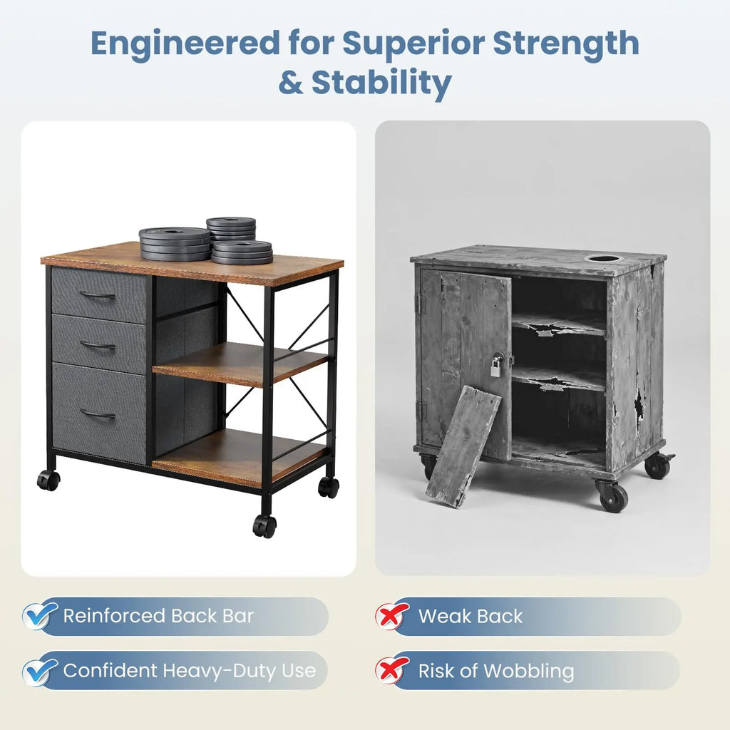 JHK 3 Fabric Drawers Mobile Living Room Cabinet With Wardrobe Steel Frame Assembly Closet Clothes Storage Cabinet Of Furniture