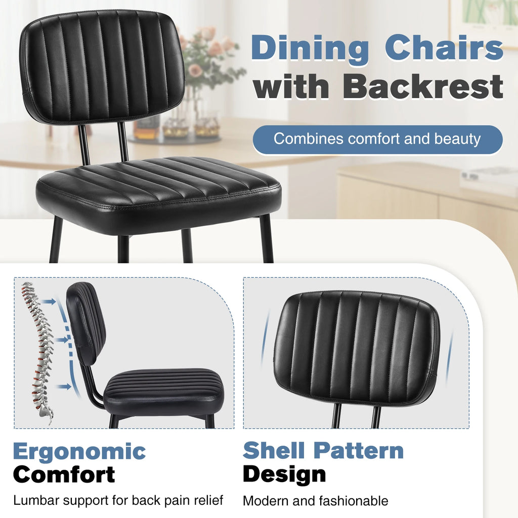 JHK Armless Set of 2 Office Chair Ergonomic Back Lumbar Support PU Leather  Foam Sponge Cushion Seat Modern Computer Chair