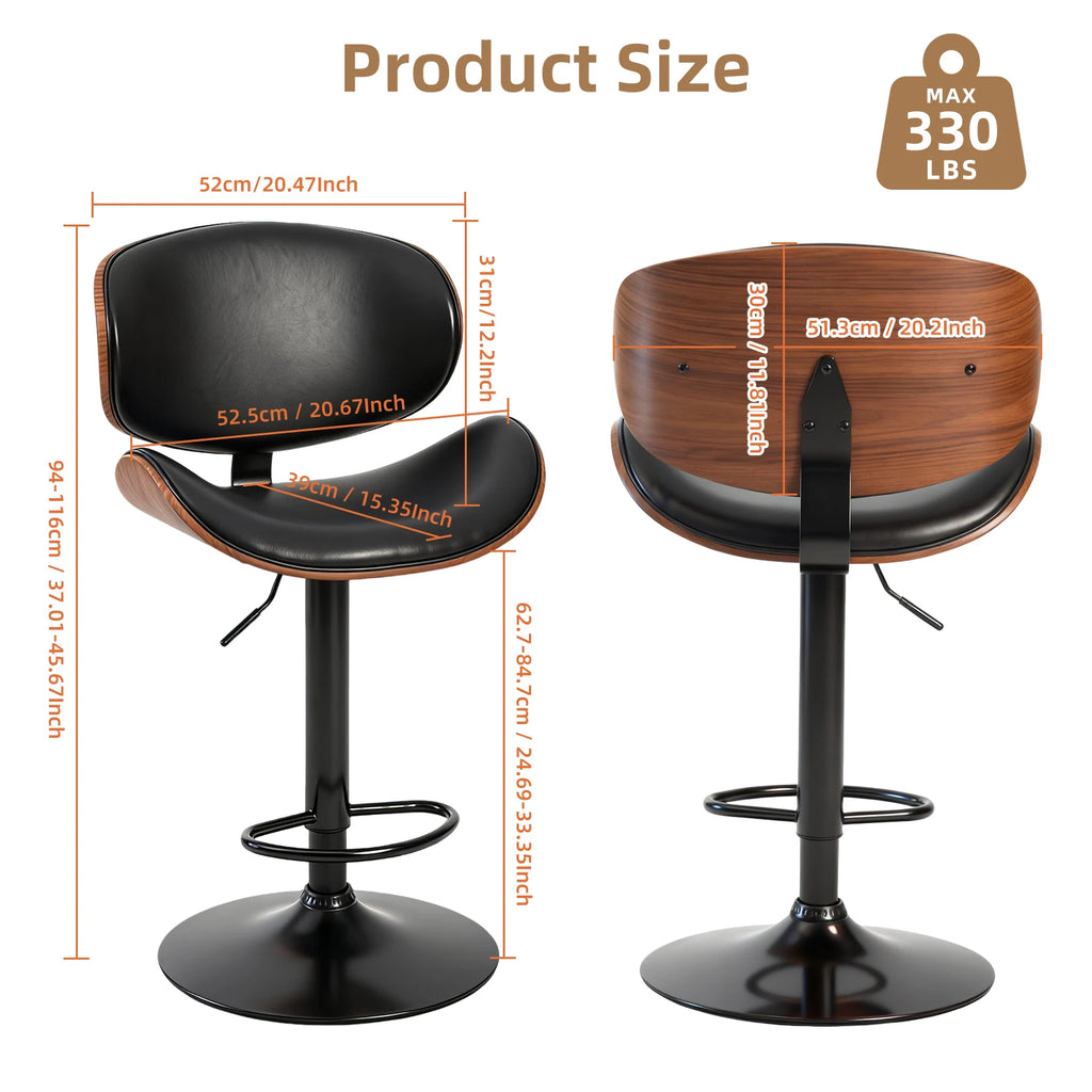 JHK Ergonomic Swivel Adjustable Counter Height Office Computer Chair PU Leather Lumbar Support with Back and Footrest For Office