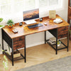 JHK Computer Desk 55 Inch with 4 Drawers Home Office Table with Mesh Shelf for Work Writing Gaming Storage Furniture for Bedroom