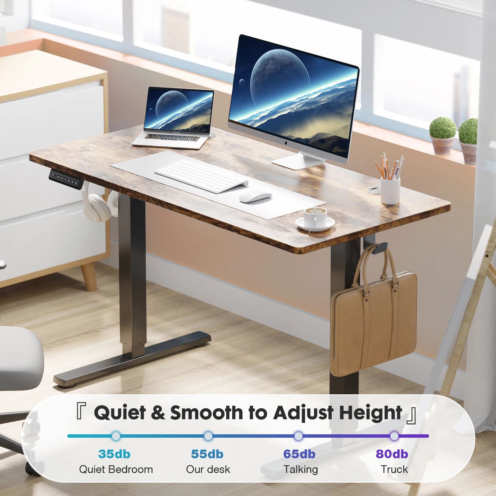 JHK 63x24 Inch Electric Standing Desk Ergonomic Height Adjustable Stand Up Sit Stand Computer Workstation Work Table For Office