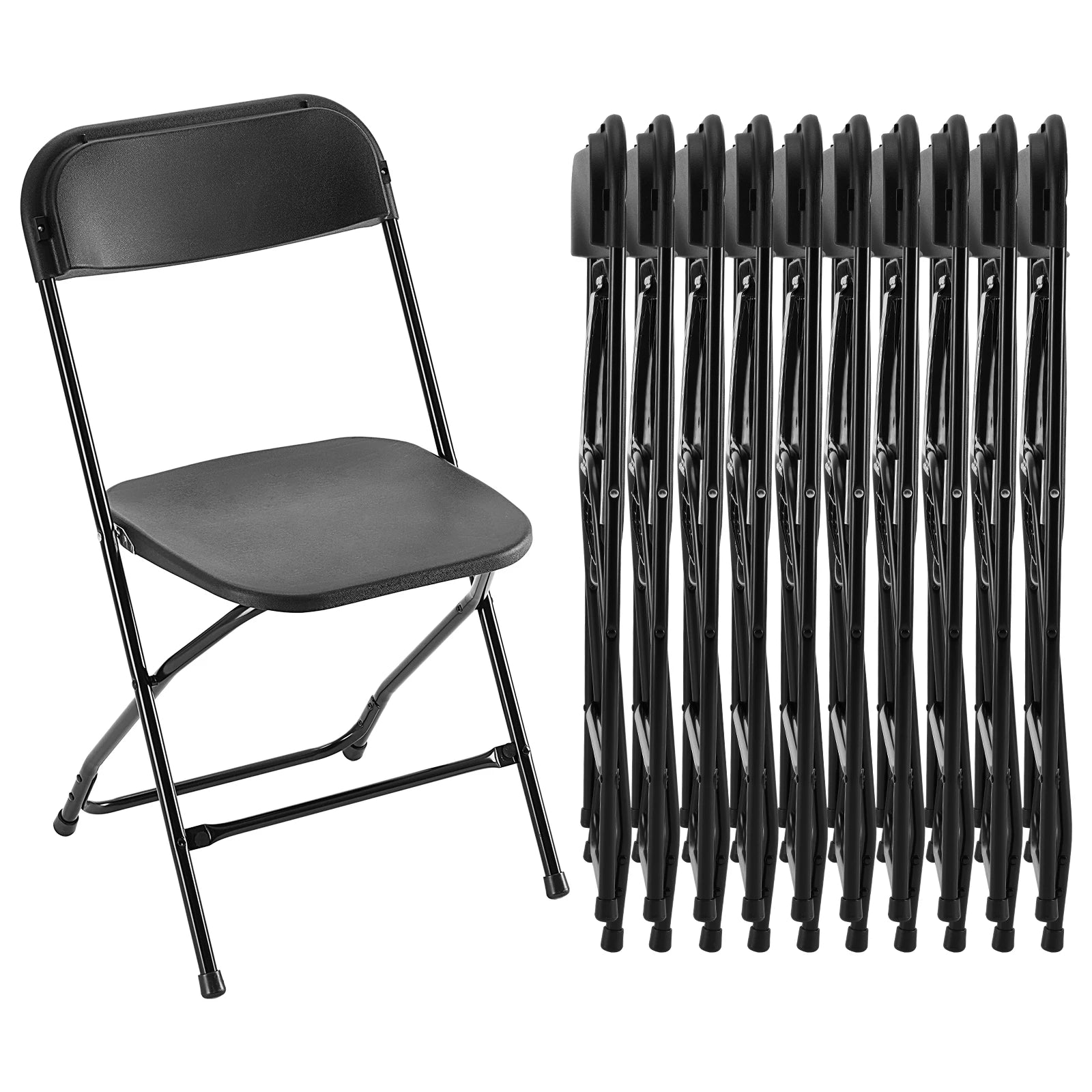JHK Plastic Folding Chair 10 Pack 330LB Load Capacity Living Room Dinner Chairs Lightweight Portable Indoor/Outdoor Home Office