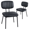 JHK Faux Leather Modern Dining Chairs Set of 2 Ergonomic Lumbar Support Foam Sponge Cushion Seat and Metal Legs for Kitchen