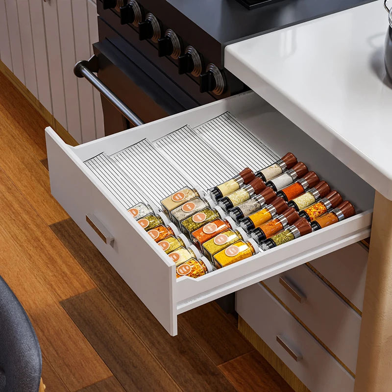 Kitchen Drawer Seasoning Bottle Storage Rack Stepped Style Multiple Layers Cabinet Organizer Adjustable Spice Jars Display Stand
