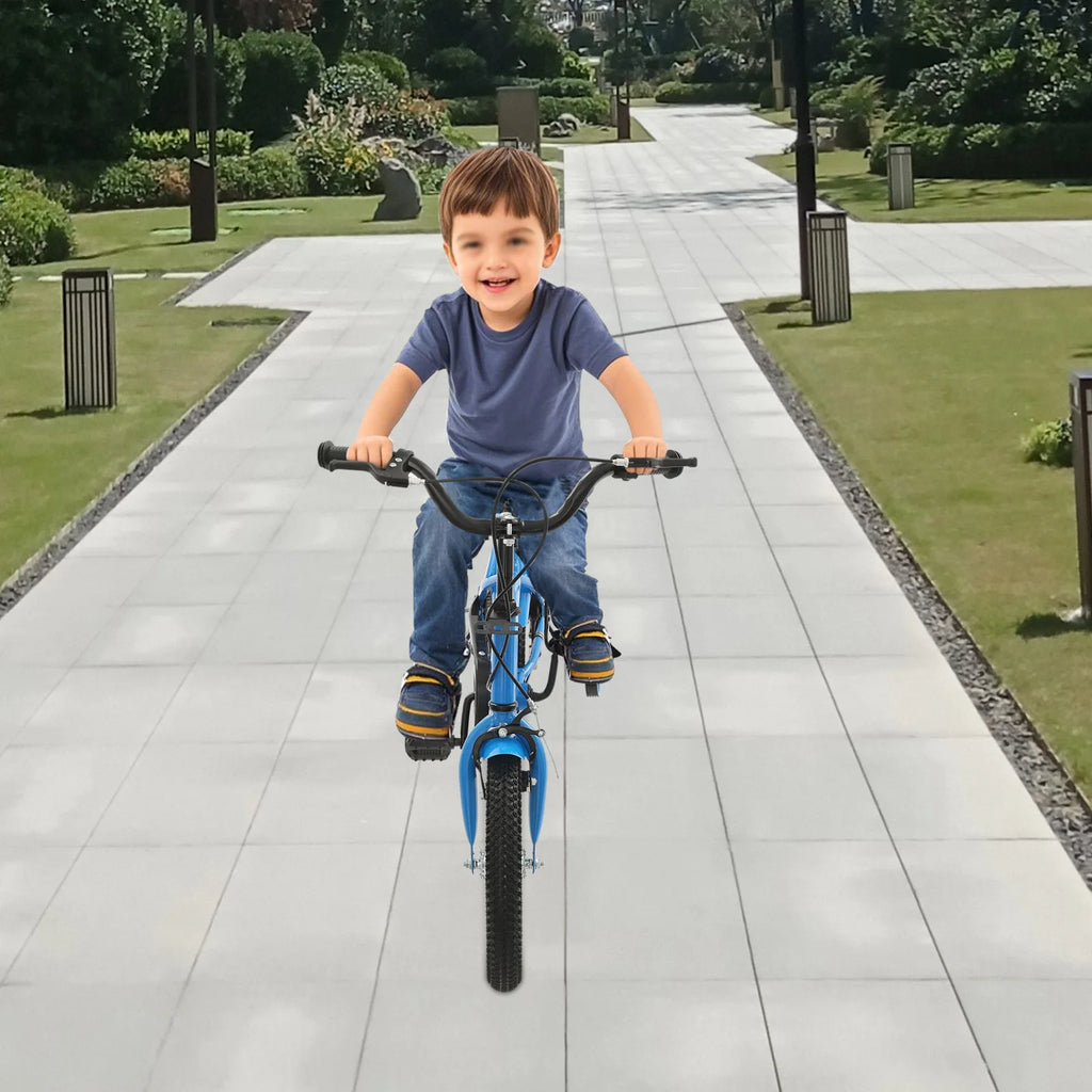 14 Inch Kids Bike w/ Training Wheels, Adjustable Seat Height Dual Brakes Children's Bicycle Kids Learning Bicycle for Boys Girls
