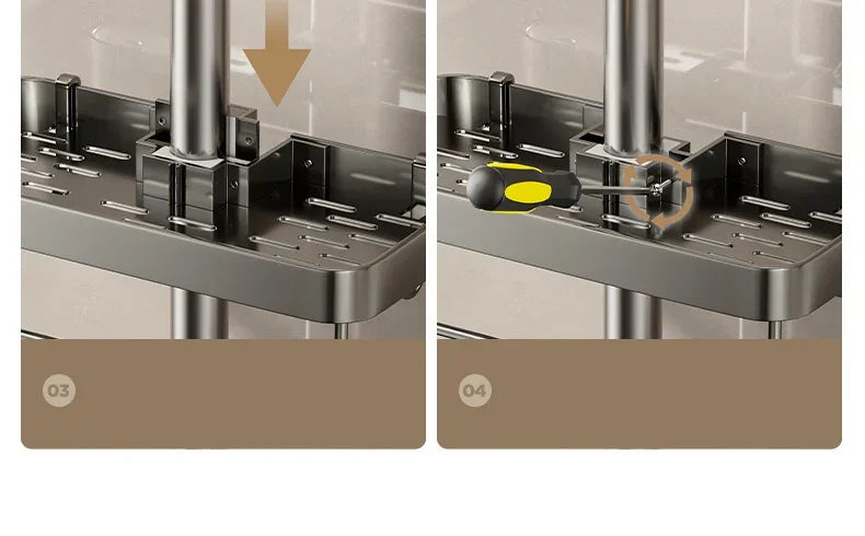 Bathroom Shower Head Holder Wall Mounted No Drilling Required Shampoo Organizer Rack Integrated Design Storage Shelf