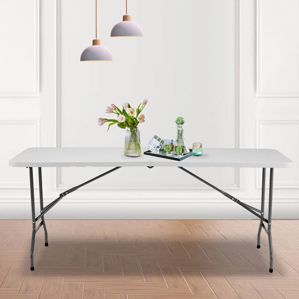JHK Plastic Portable Folding Outdoor Indoor Table Heavy Duty Foldable Table with Carrying Handle Safety Lock For Camping Picnic