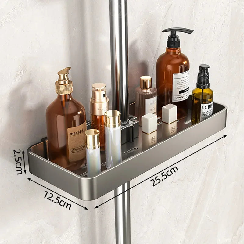 Bathroom Shower Head Holder Wall Mounted No Drilling Required Shampoo Organizer Rack Integrated Design Storage Shelf