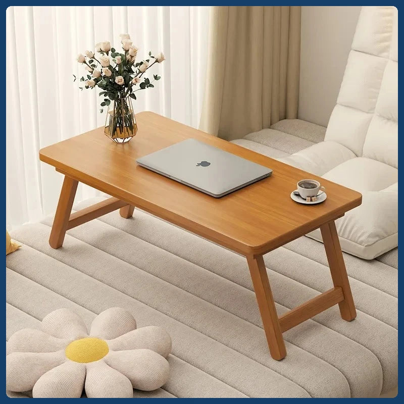 Foldable Tatami Coffee Table - Japanese Style Low Table for Bay Window & Living Room, Portable Bed Tea Table, table basse