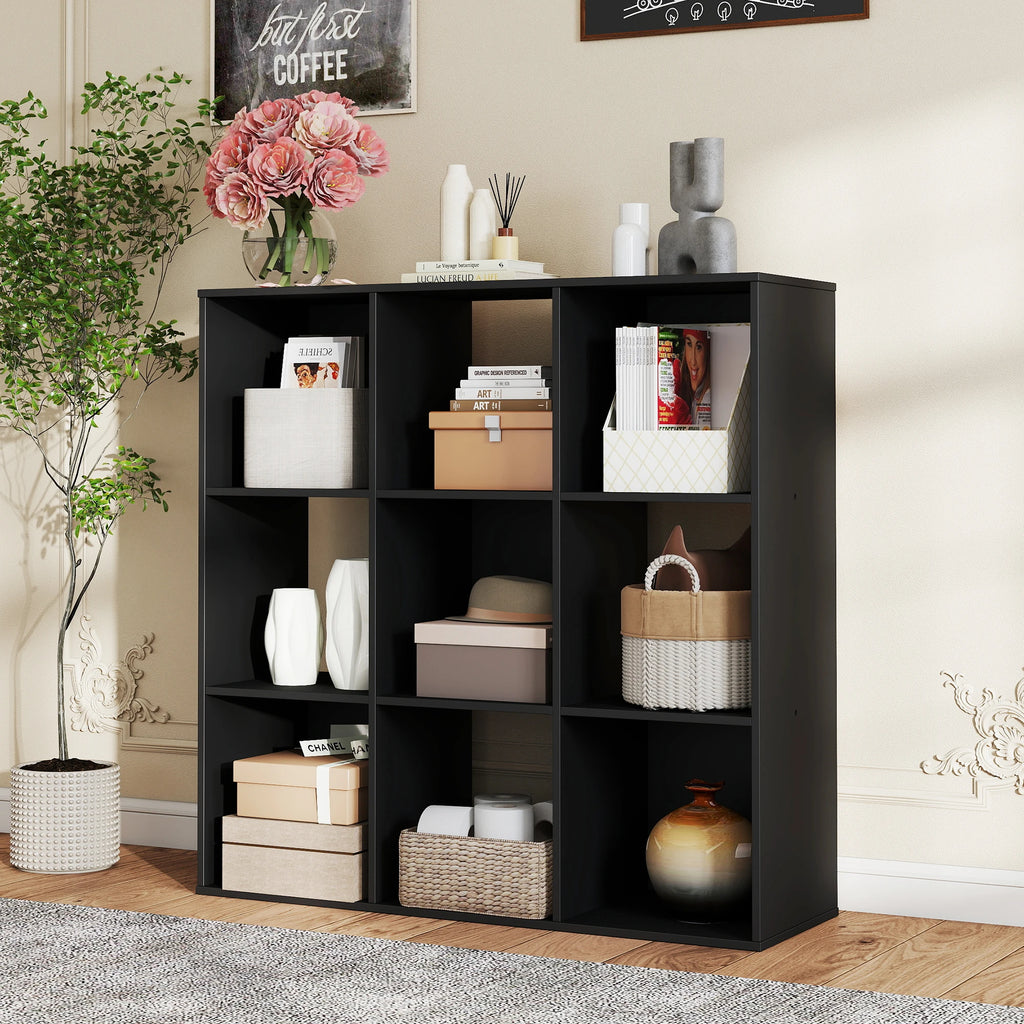 JHK 9 Cube Storage Organizer Wooden Shelf Bookcase Open Bookshelf for Living Room and Home Office Display Storage Bookcase
