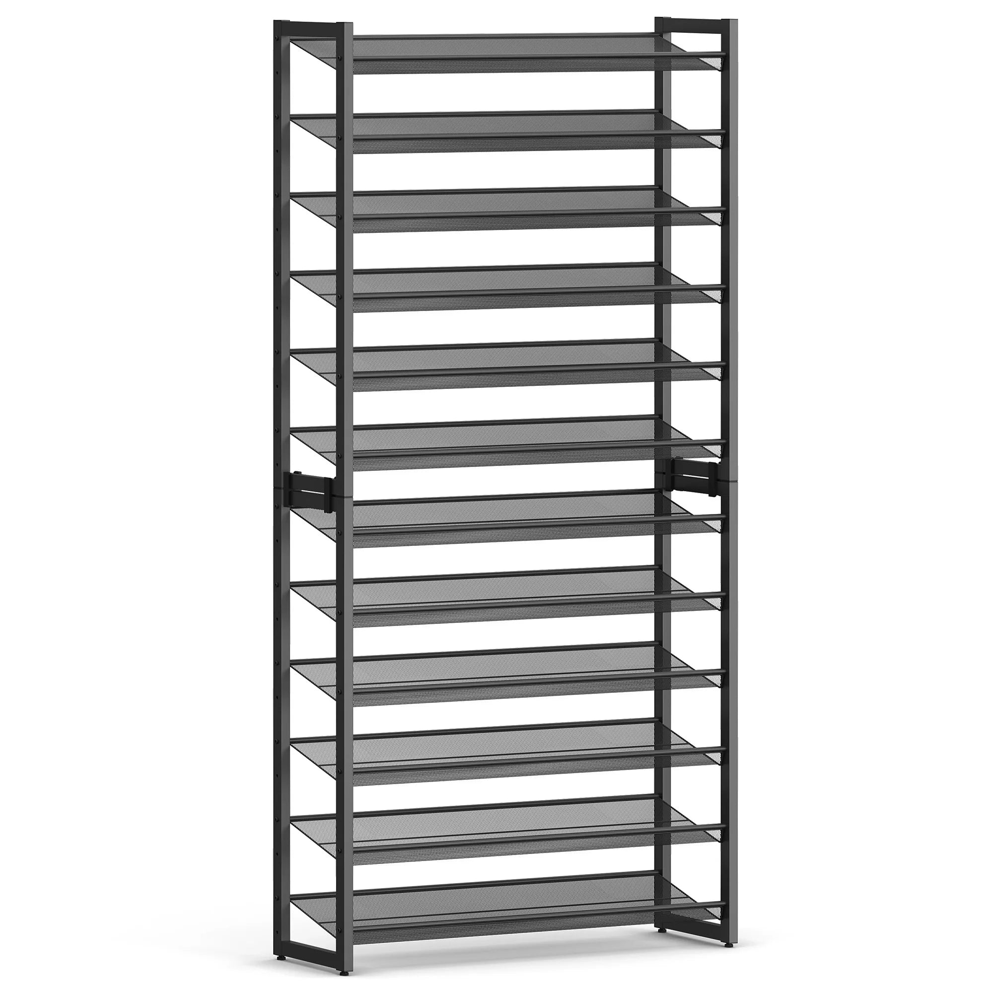 SONGMICS Shoe Rack, 12-Tier Shoe Organizer, Metal Shoe Storage for Garage, Entryway, Set of 2 6-Tier Stackable Shoe Shelf, with