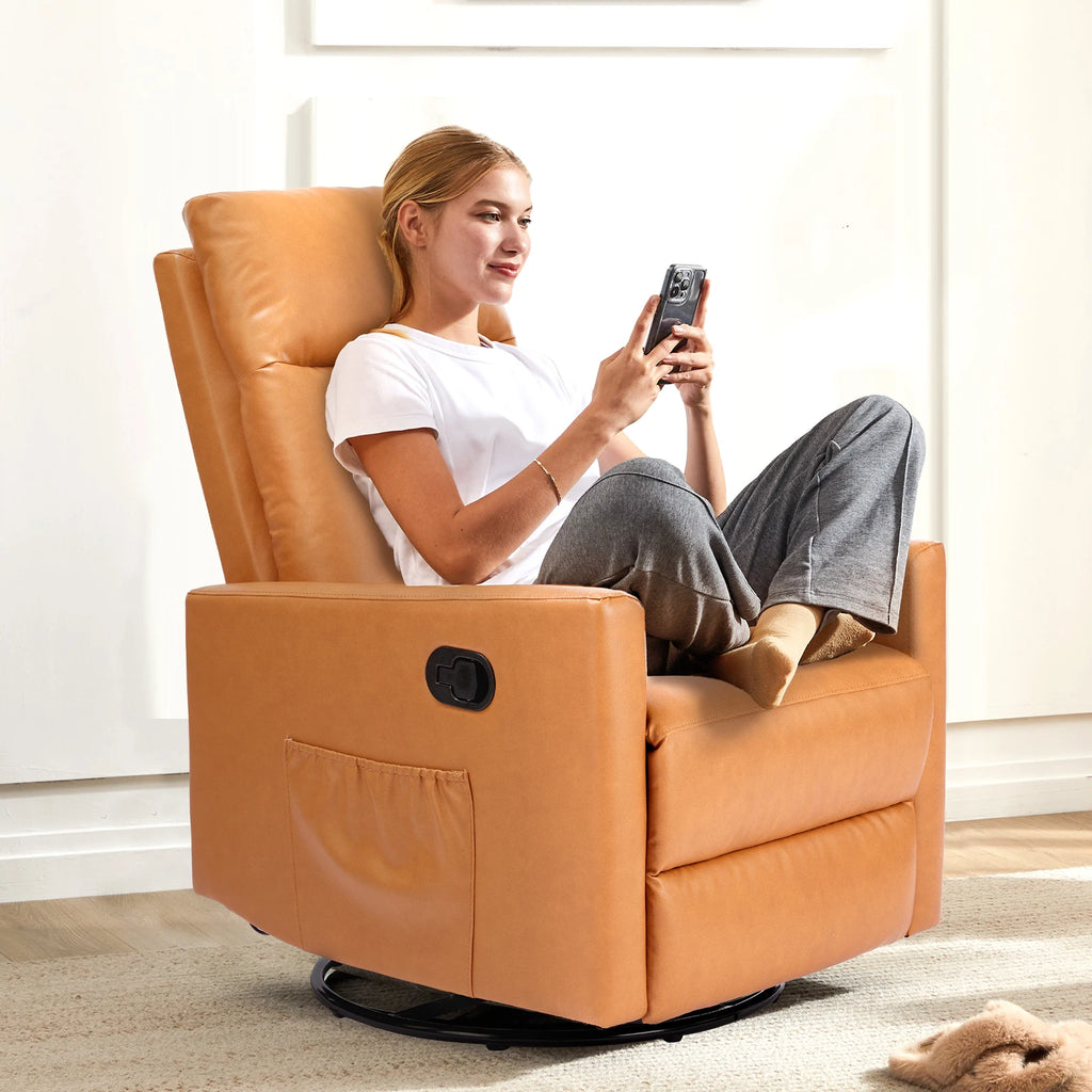 JHK Swivel Rocking Living Room Sofa Glider Rocker Recliners for Living Room with Extra Large Footrest Upholstered Deep Seat