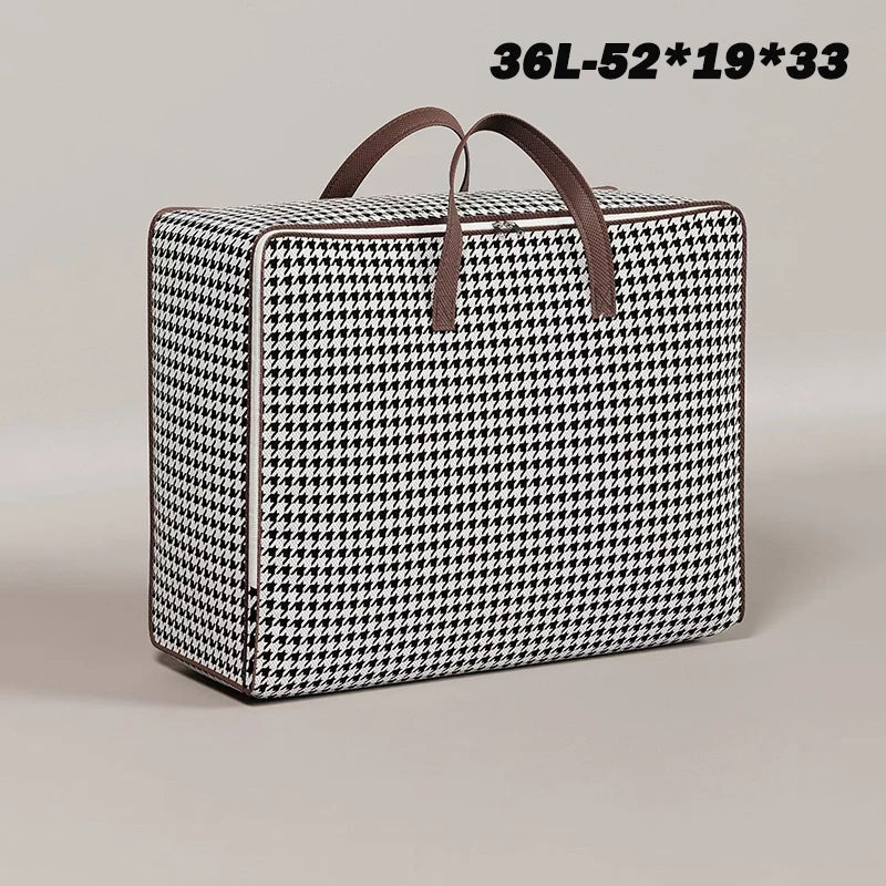 1pc Non-woven Fabric Quilt Storage Bag Large Capacity Portable Luggage Bag Foldable With Handle Packing Bag Clothes Organizer
