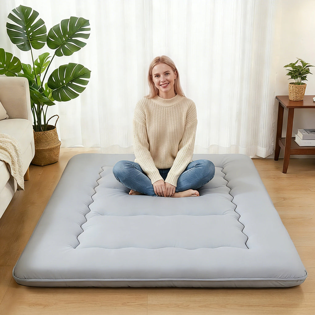JHK Foldable 4 Inch Soft Bed Mattress Full Queen Size Thick Mattress Soft and Breathable Portable Bed Topper Bedroom Home Use