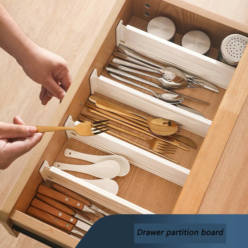 1pc Retractable Drawer Storage Partition Board  Sorting baffle Multi-functional kitchen Tableware Underwear Cosmetics Organizer