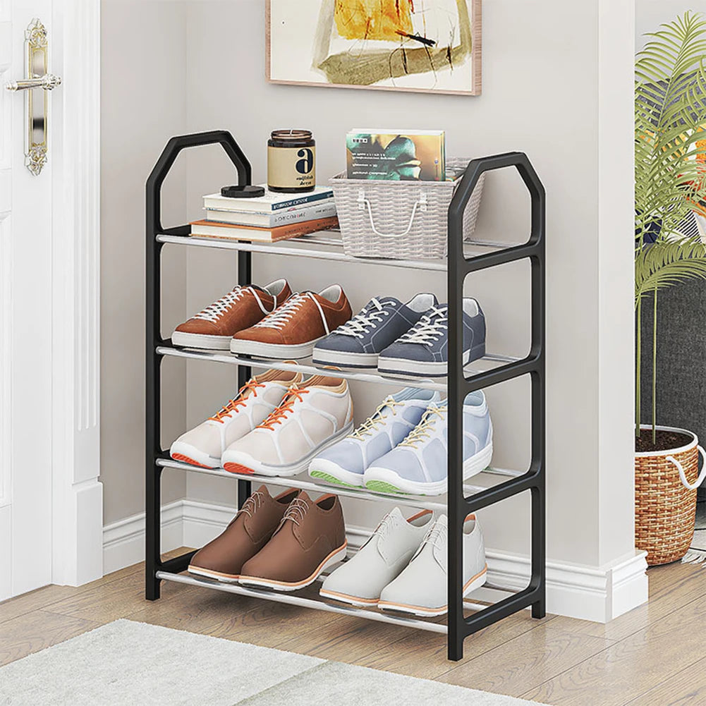 4-Layer Metal Shoe Rack Simple Shoe Shelf Footwear Organizer Stand Holder Large Capacity Shoe Shelf Living Room Storage