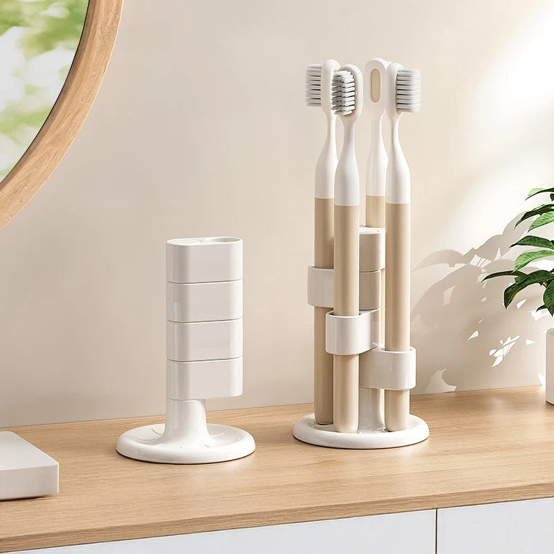 1/2pcs Rotating Toothbrush Holder Bathroom Desktop Toothbrush Storage Rack Makeup Brush Pen Organizers Bathroom Accessories