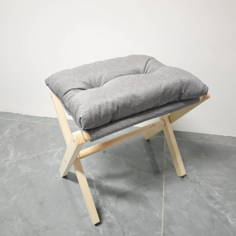 Bamboo Foldable Peddle with Soft Cushion Seat - Portable for Office and Home Use, Space Saving Design , Footstool Furniture