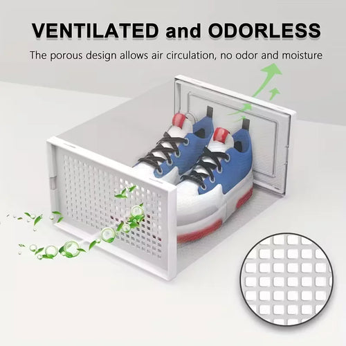 6/12/24 shoe box, thick transparent tape cover, foldable and stackable shoe rack, plastic sports shoe storage box, space saving