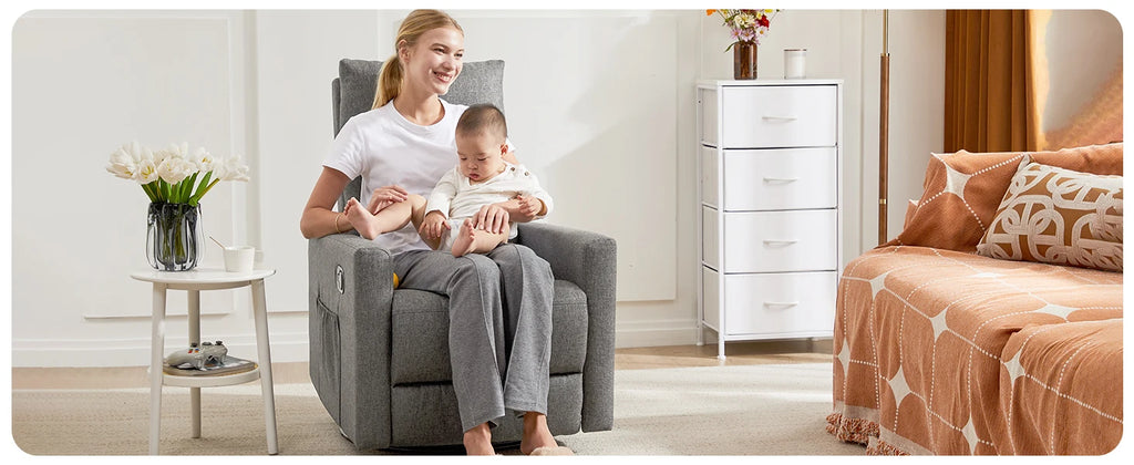 JHK Swivel Rocking Living Room Sofa Glider Rocker Recliners for Living Room with Extra Large Footrest Upholstered Deep Seat
